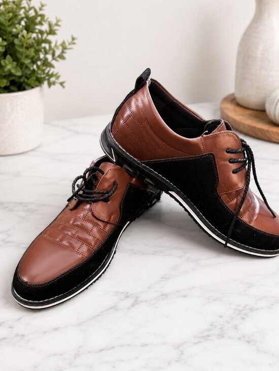 Gatsby Men’s Brown Black Lace Up Casual Dress Shoes main image 3